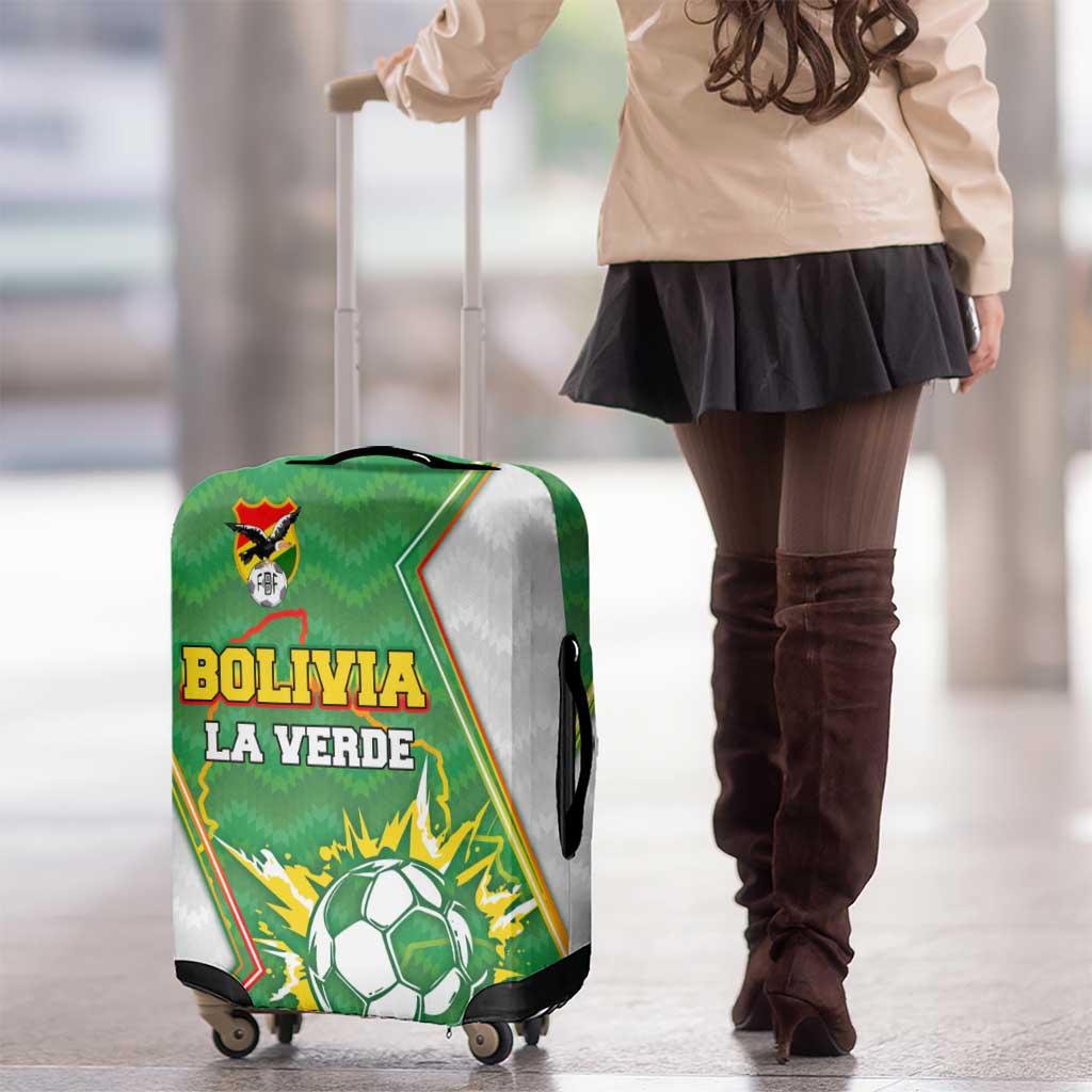 Bolivia La Verde Soccer Luggage Cover with Number and Flaming Ball Graphic TS04