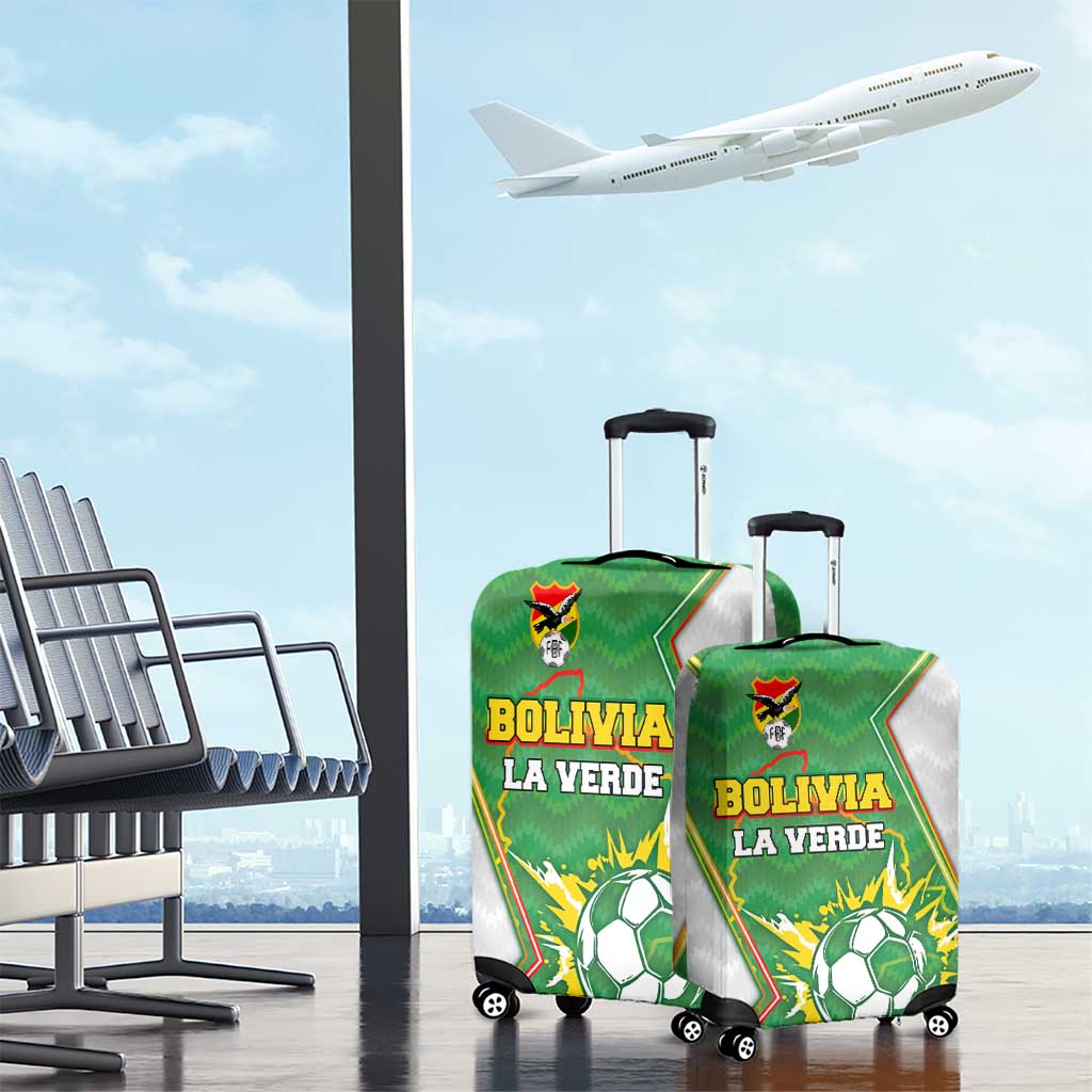 Bolivia La Verde Soccer Luggage Cover with Number and Flaming Ball Graphic TS04