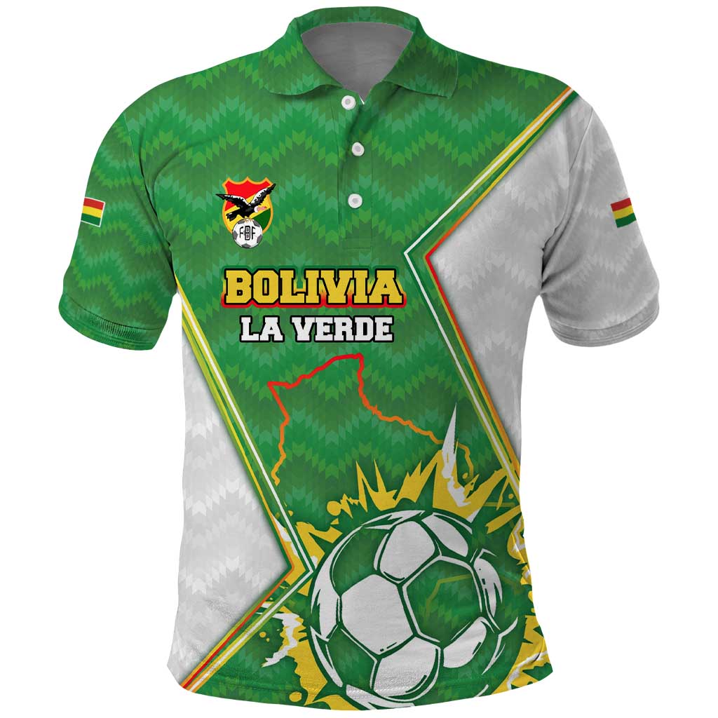 Personalized Bolivia La Verde Soccer Polo Shirt with Number and Flaming Ball Graphic TS04