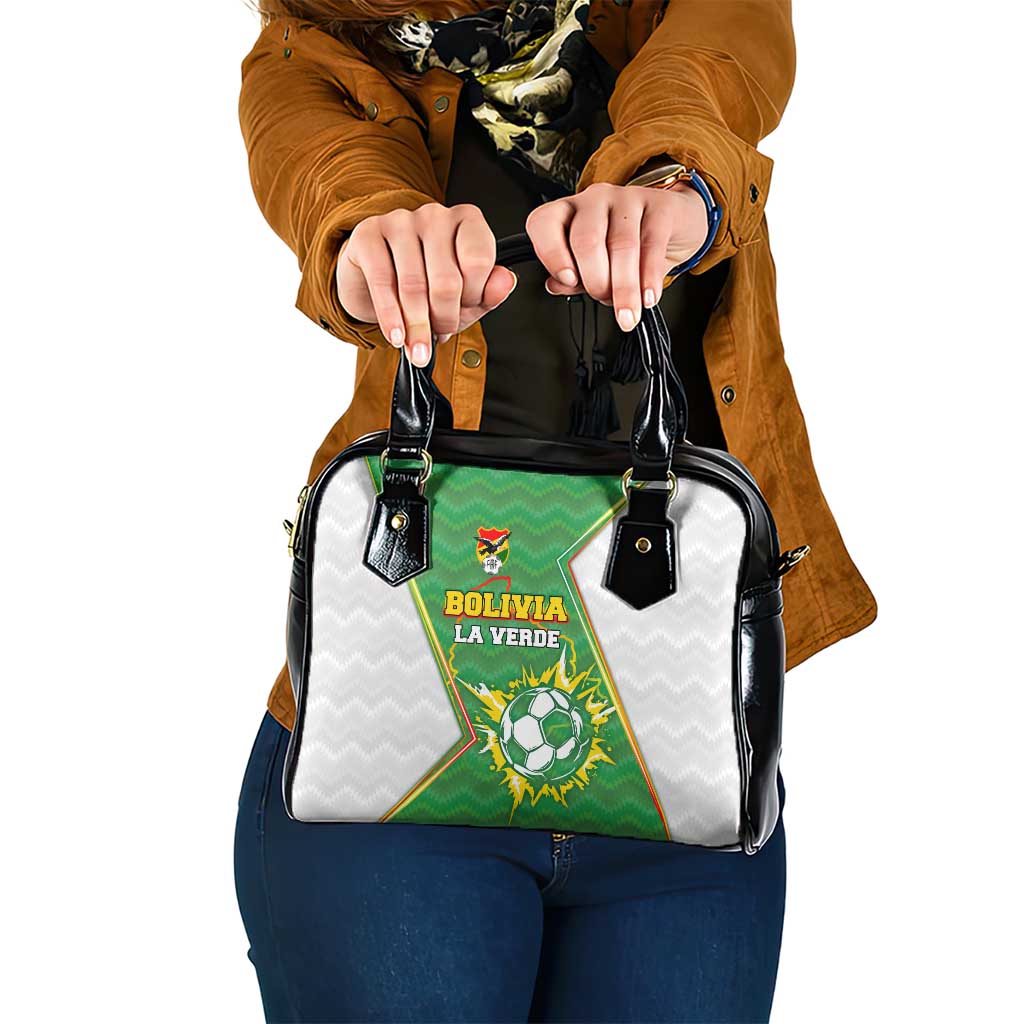Bolivia La Verde Soccer Shoulder Handbag with Number and Flaming Ball Graphic TS04