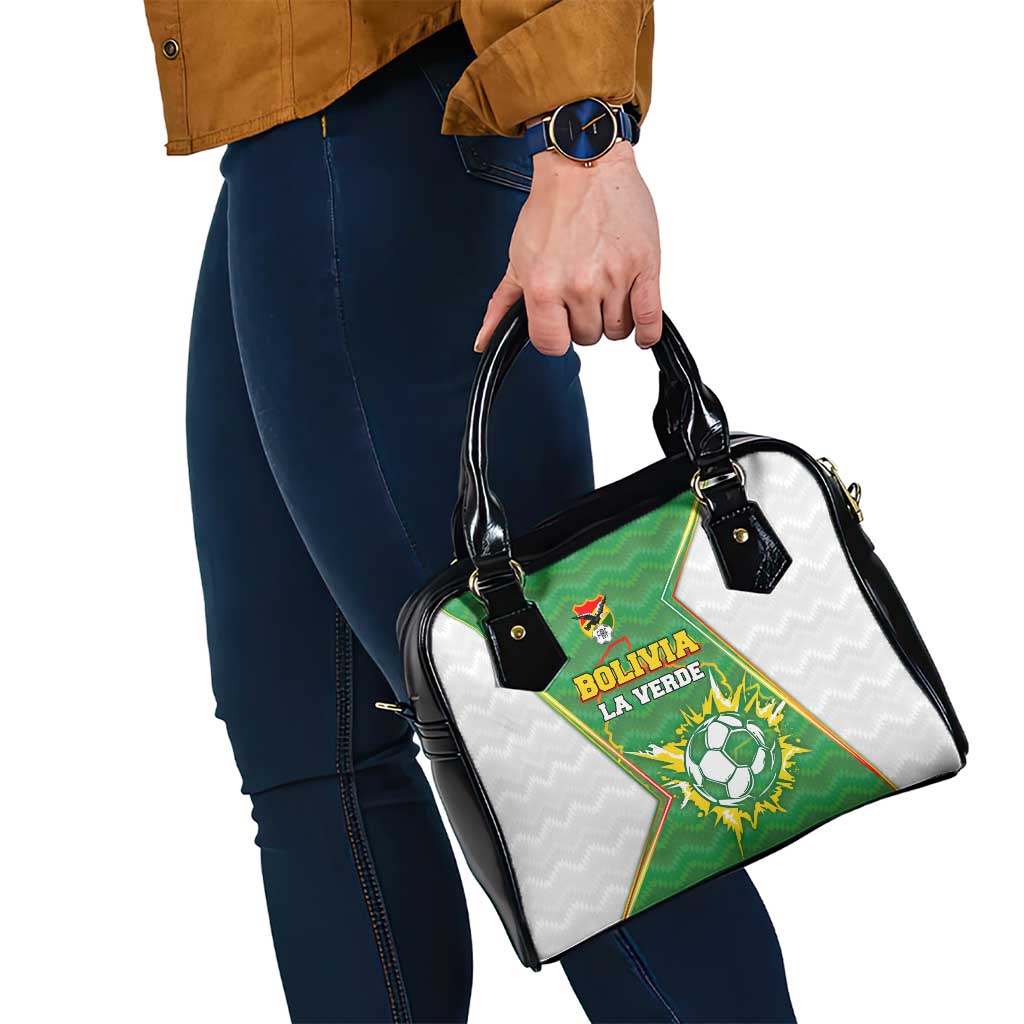 Bolivia La Verde Soccer Shoulder Handbag with Number and Flaming Ball Graphic TS04