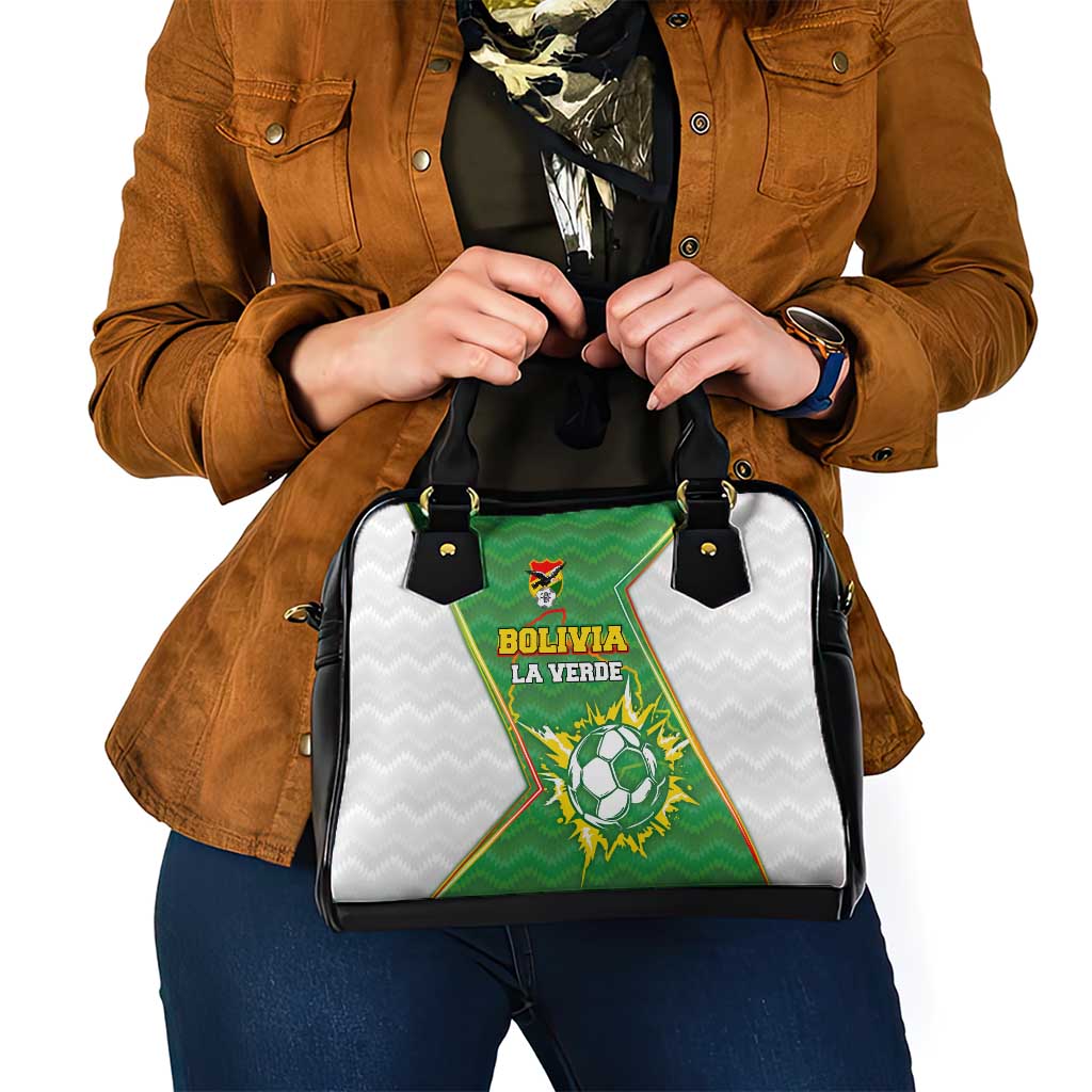 Bolivia La Verde Soccer Shoulder Handbag with Number and Flaming Ball Graphic TS04