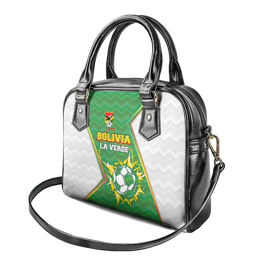 Bolivia La Verde Soccer Shoulder Handbag with Number and Flaming Ball Graphic TS04