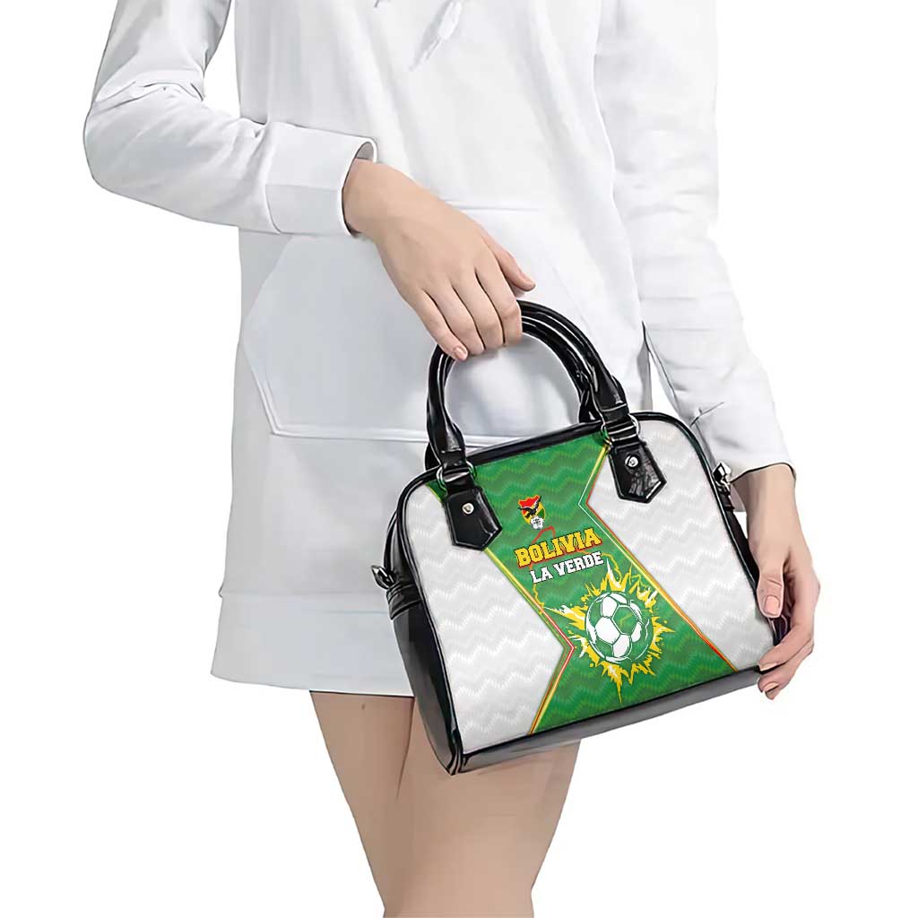 Bolivia La Verde Soccer Shoulder Handbag with Number and Flaming Ball Graphic TS04