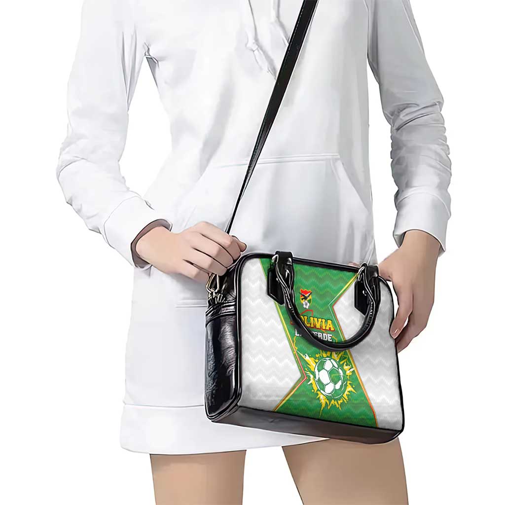 Bolivia La Verde Soccer Shoulder Handbag with Number and Flaming Ball Graphic TS04