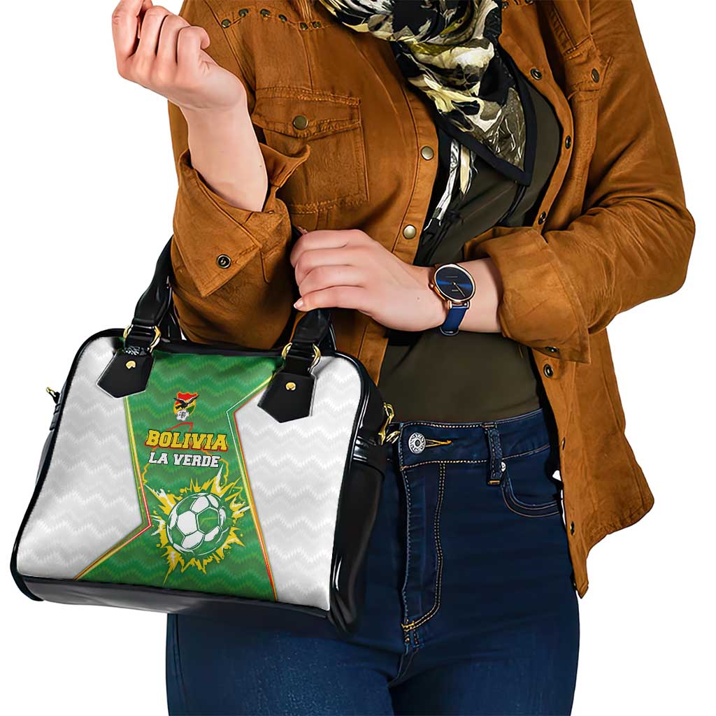 Bolivia La Verde Soccer Shoulder Handbag with Number and Flaming Ball Graphic TS04