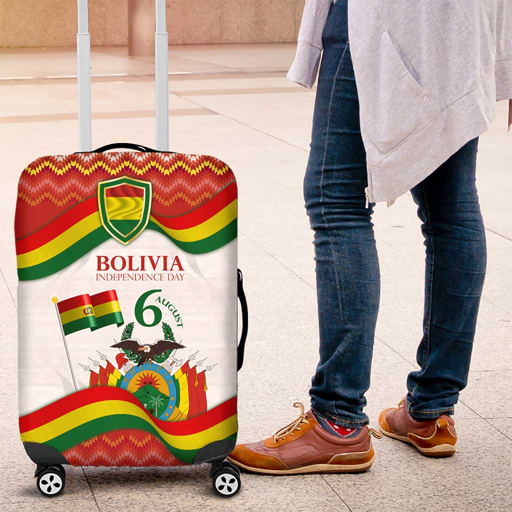 Bolivia Independence Day Luggage Cover with Flag Colors and August 6 Celebration Design TS04