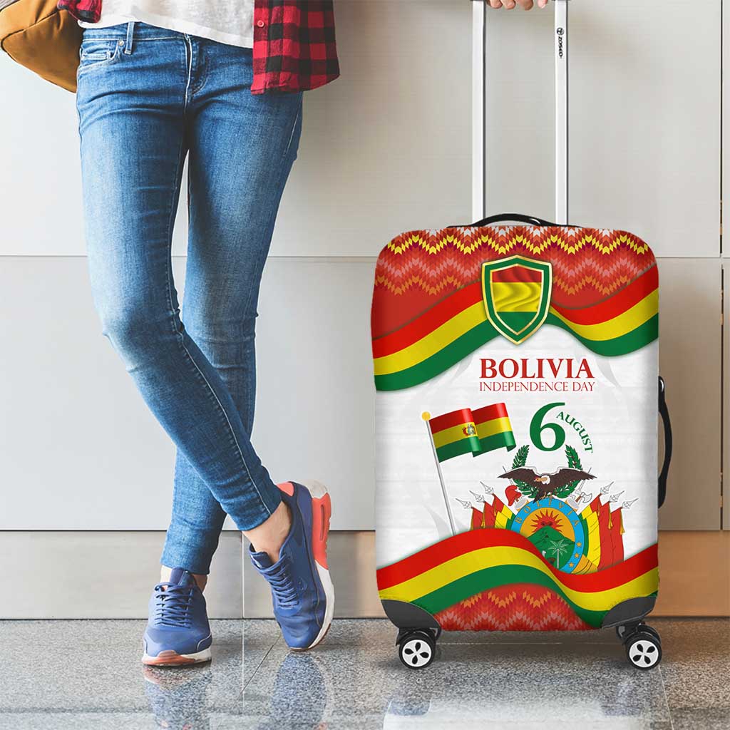 Bolivia Independence Day Luggage Cover with Flag Colors and August 6 Celebration Design TS04