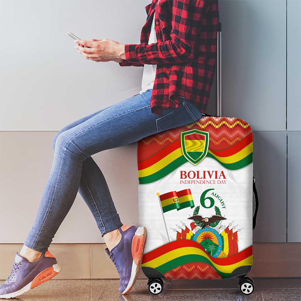 Bolivia Independence Day Luggage Cover with Flag Colors and August 6 Celebration Design TS04