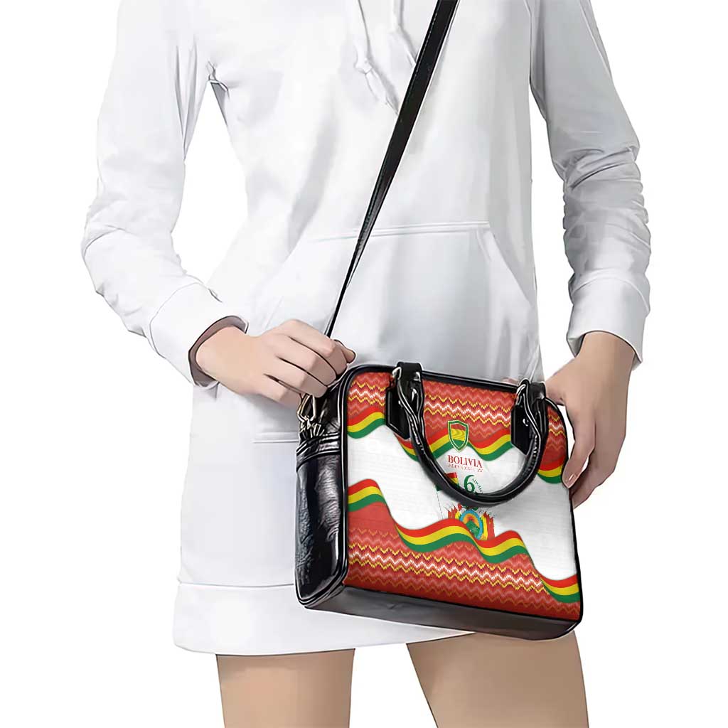 Bolivia Independence Day Shoulder Handbag with Flag Colors and August 6 Celebration Design TS04