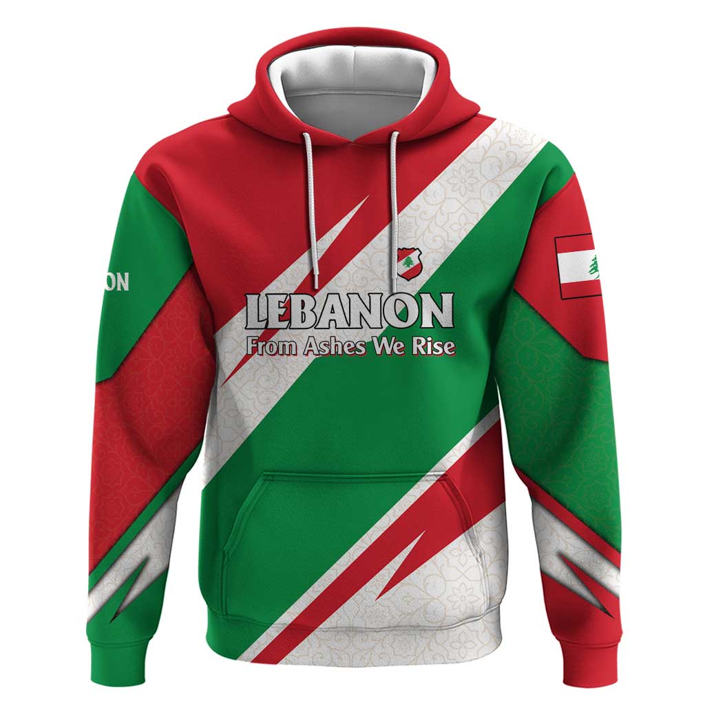 Lebanon Phoenix Hoodie with Cedar Flag Colors and Inspirational Quote TS04