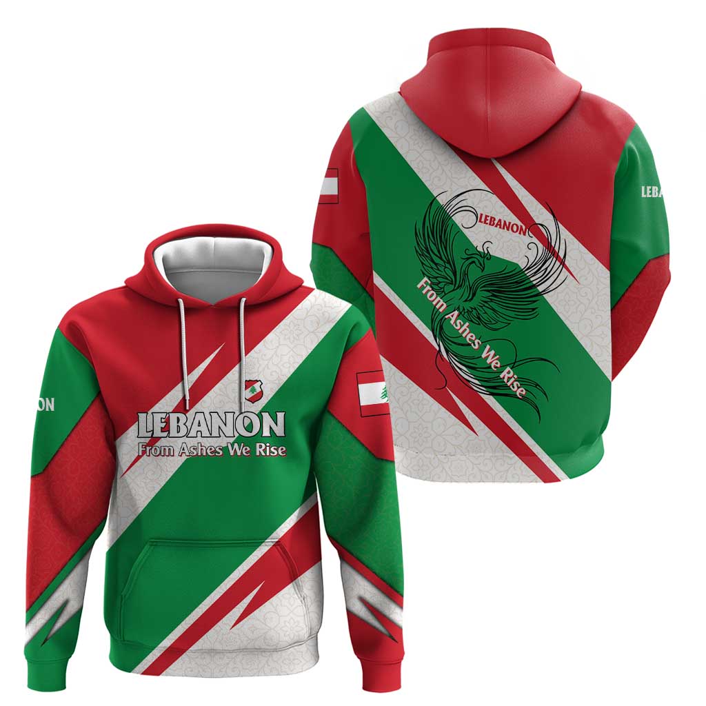 Lebanon Phoenix Hoodie with Cedar Flag Colors and Inspirational Quote TS04
