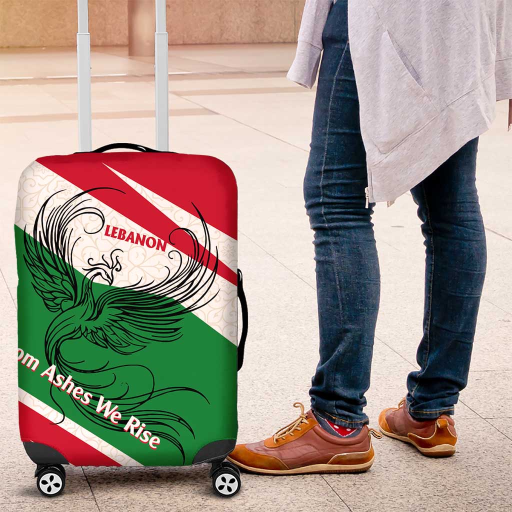 Lebanon Phoenix Luggage Cover with Cedar Flag Colors and Inspirational Quote TS04
