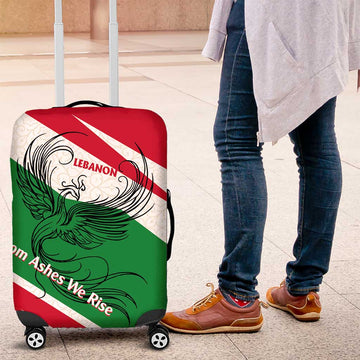 Lebanon Phoenix Luggage Cover with Cedar Flag Colors and Inspirational Quote TS04