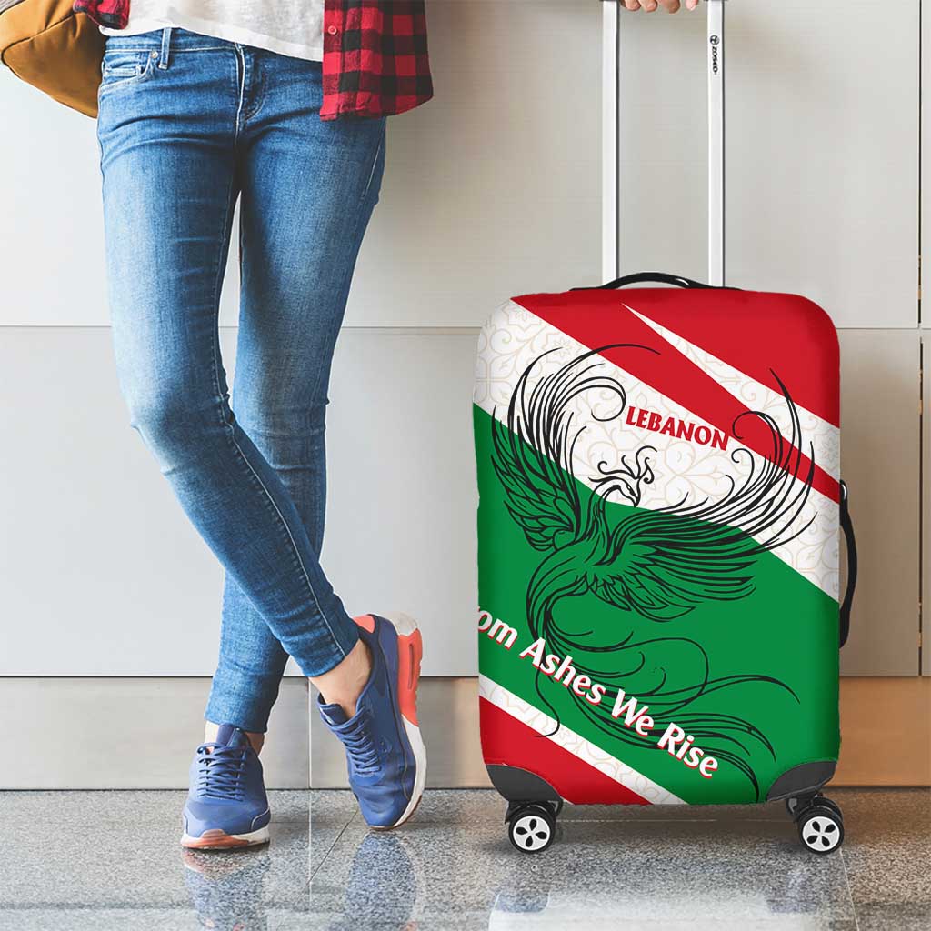 Lebanon Phoenix Luggage Cover with Cedar Flag Colors and Inspirational Quote TS04
