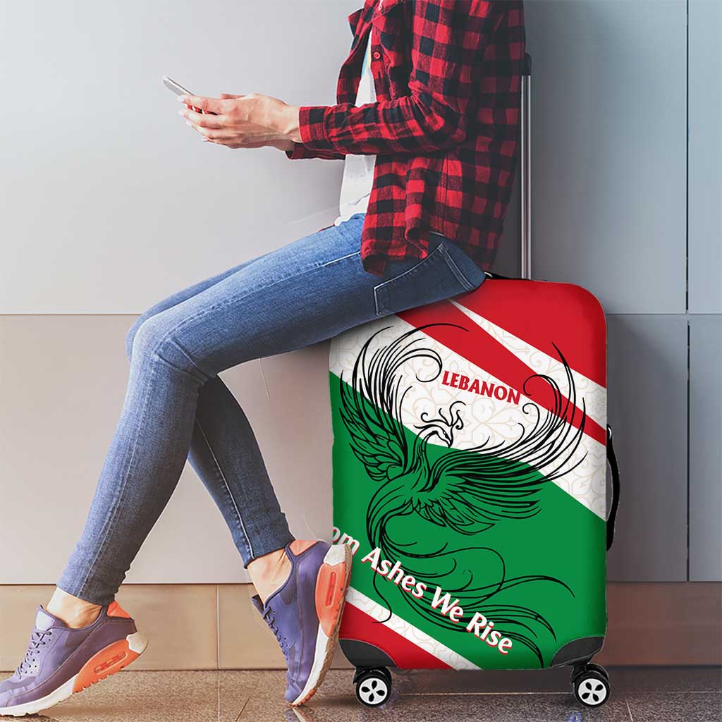 Lebanon Phoenix Luggage Cover with Cedar Flag Colors and Inspirational Quote TS04