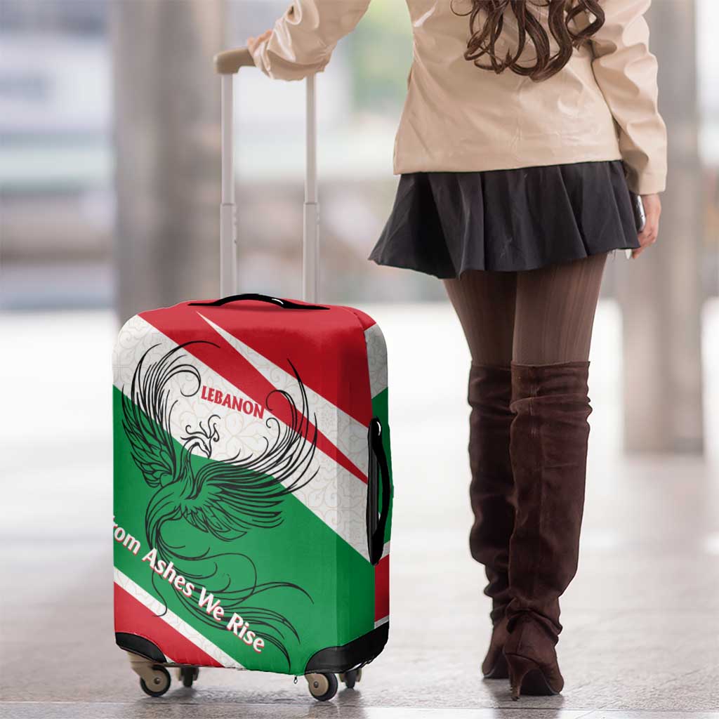 Lebanon Phoenix Luggage Cover with Cedar Flag Colors and Inspirational Quote TS04