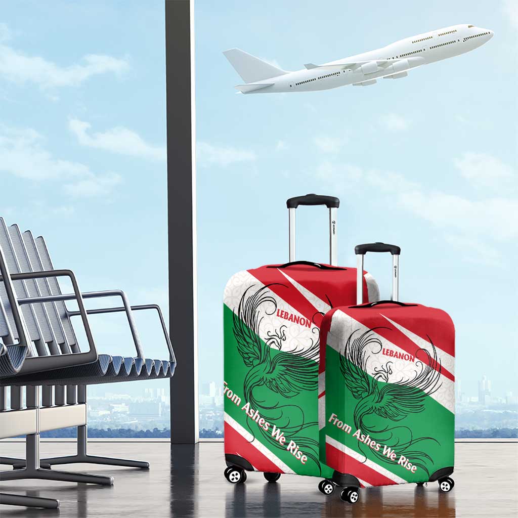 Lebanon Phoenix Luggage Cover with Cedar Flag Colors and Inspirational Quote TS04