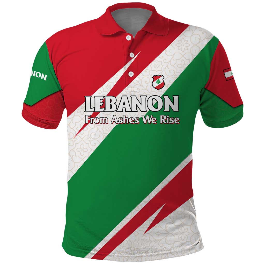 Lebanon Phoenix Polo Shirt with Cedar Flag Colors and Inspirational Quote TS04