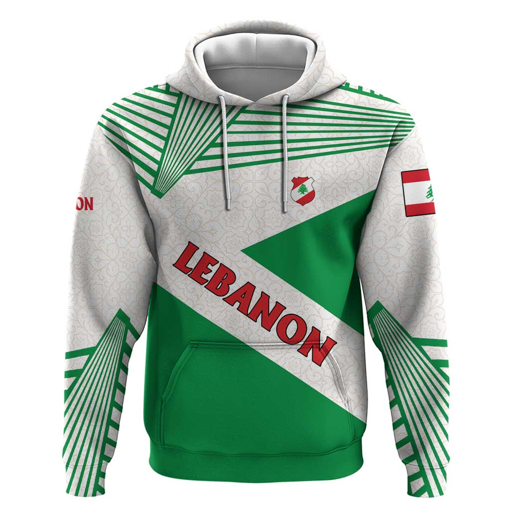 Lebanon Flag Shield Hoodie with Cedar Emblem and National Colors TS04