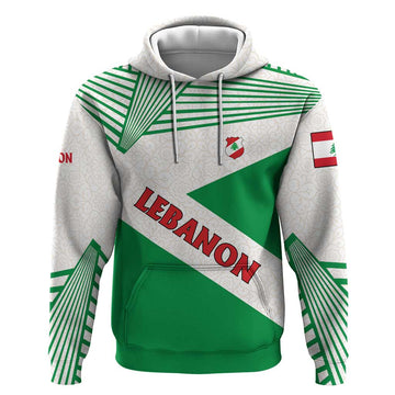 Lebanon Flag Shield Hoodie with Cedar Emblem and National Colors TS04