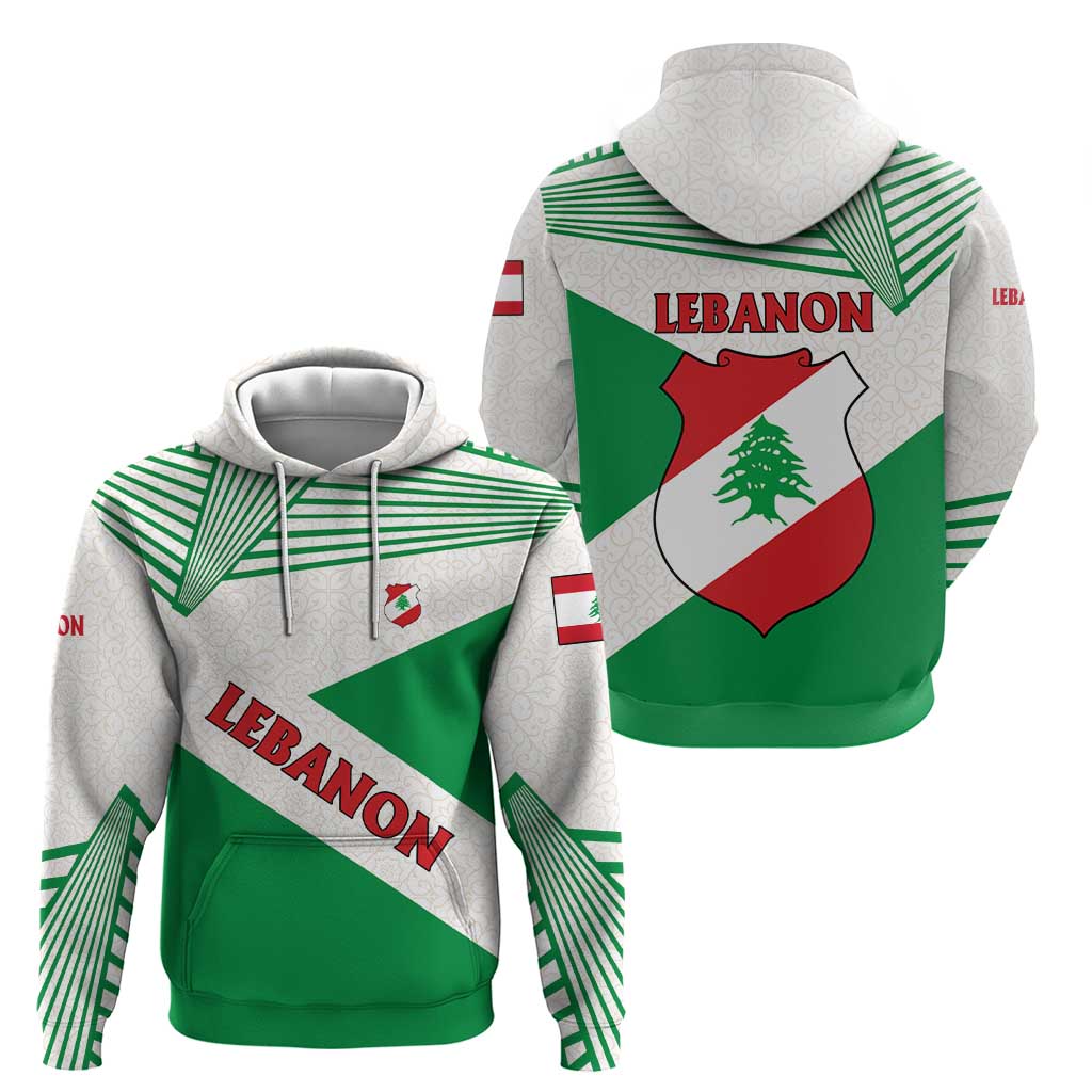 Lebanon Flag Shield Hoodie with Cedar Emblem and National Colors TS04