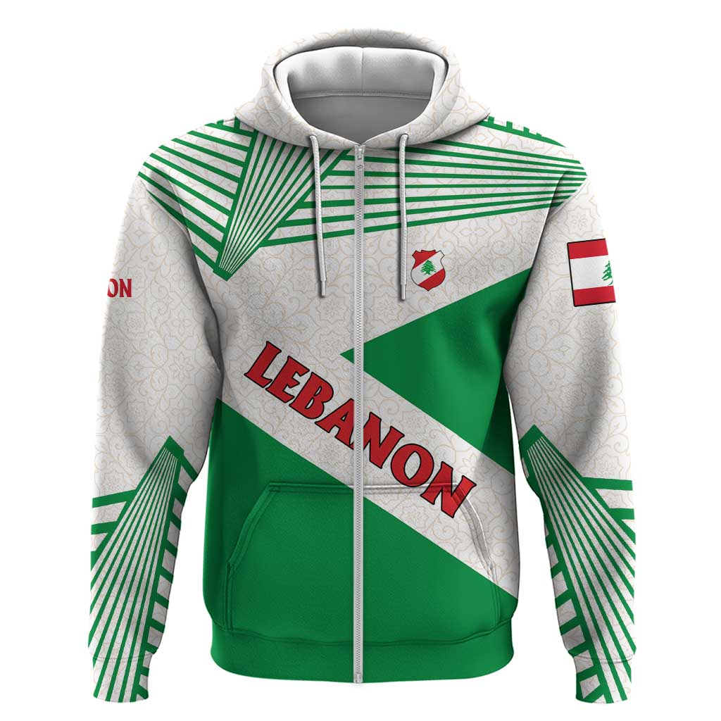 Lebanon Flag Shield Hoodie with Cedar Emblem and National Colors TS04