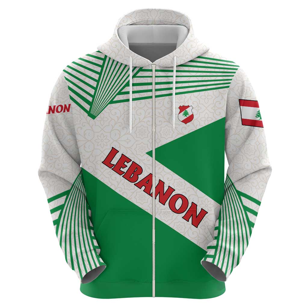 Lebanon Flag Shield Hoodie with Cedar Emblem and National Colors TS04