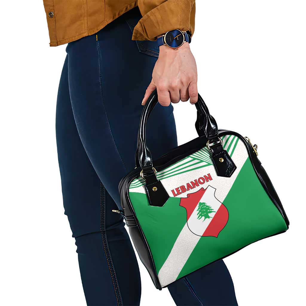 Lebanon Flag Shield Shoulder Handbag with Cedar Emblem and National Colors TS04