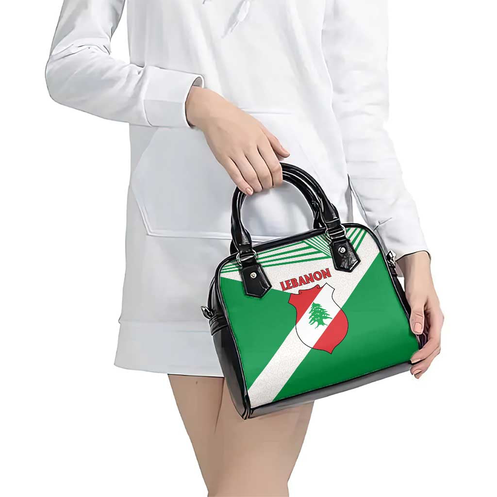 Lebanon Flag Shield Shoulder Handbag with Cedar Emblem and National Colors TS04
