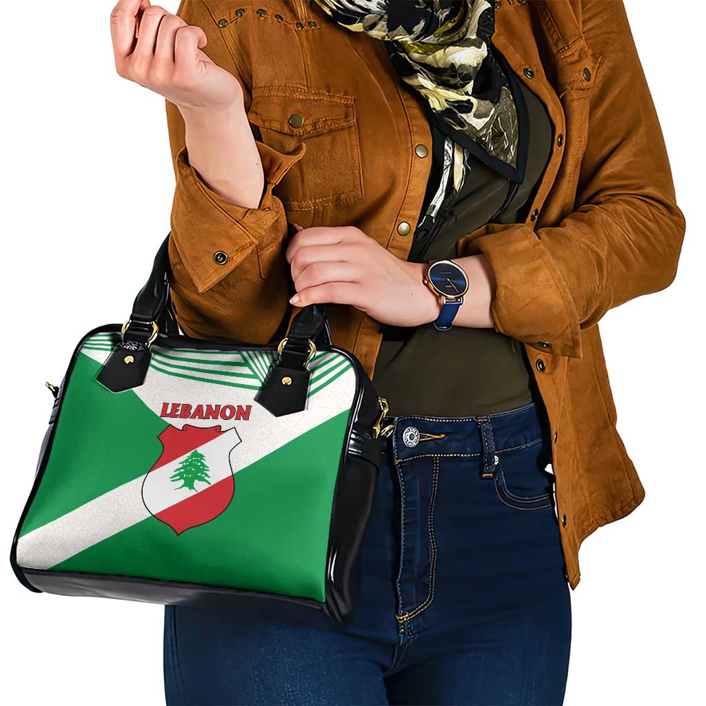 Lebanon Flag Shield Shoulder Handbag with Cedar Emblem and National Colors TS04