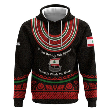Lebanon Phoenician Ship Hoodie with Byblos Heritage and Cedar Sail Design TS04