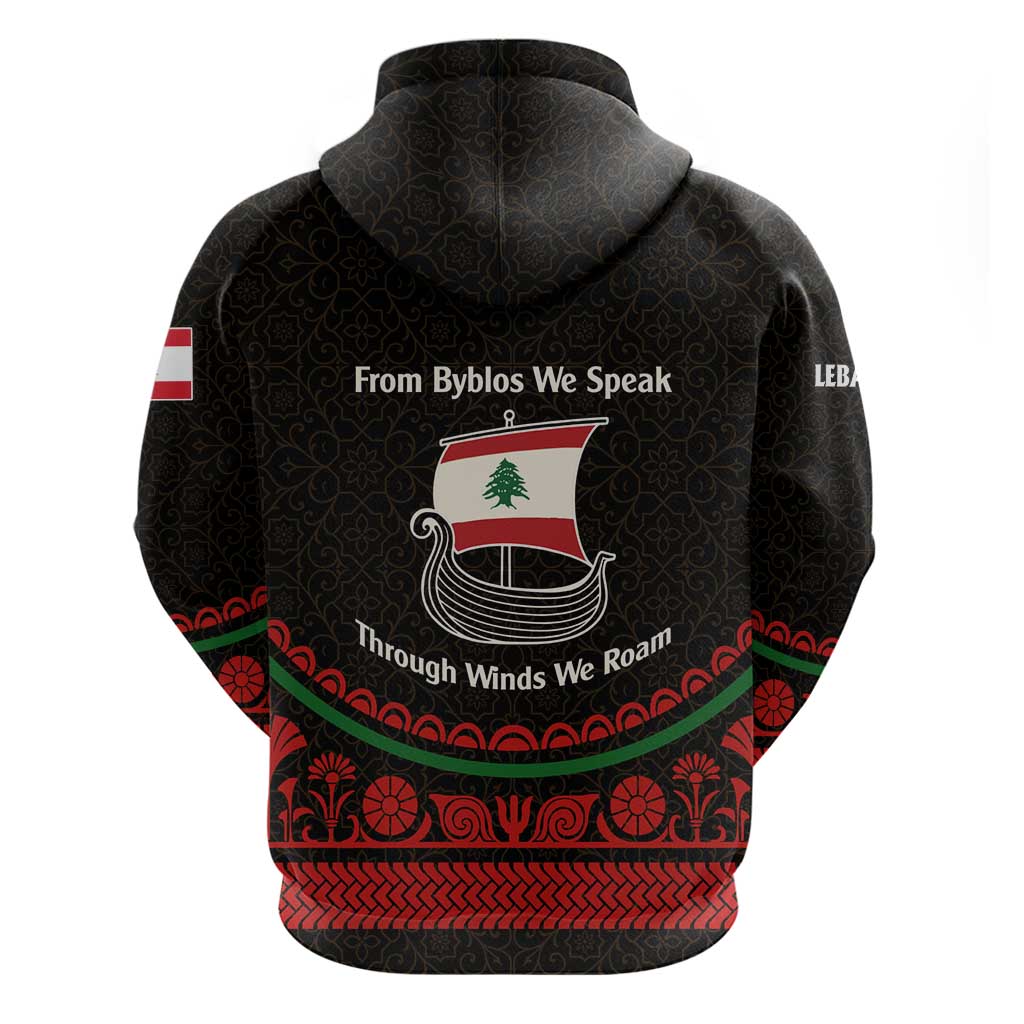 Lebanon Phoenician Ship Hoodie with Byblos Heritage and Cedar Sail Design TS04
