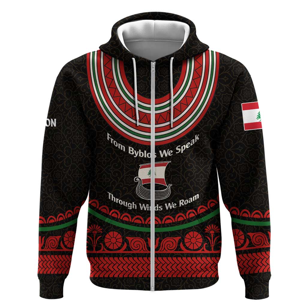 Lebanon Phoenician Ship Hoodie with Byblos Heritage and Cedar Sail Design TS04