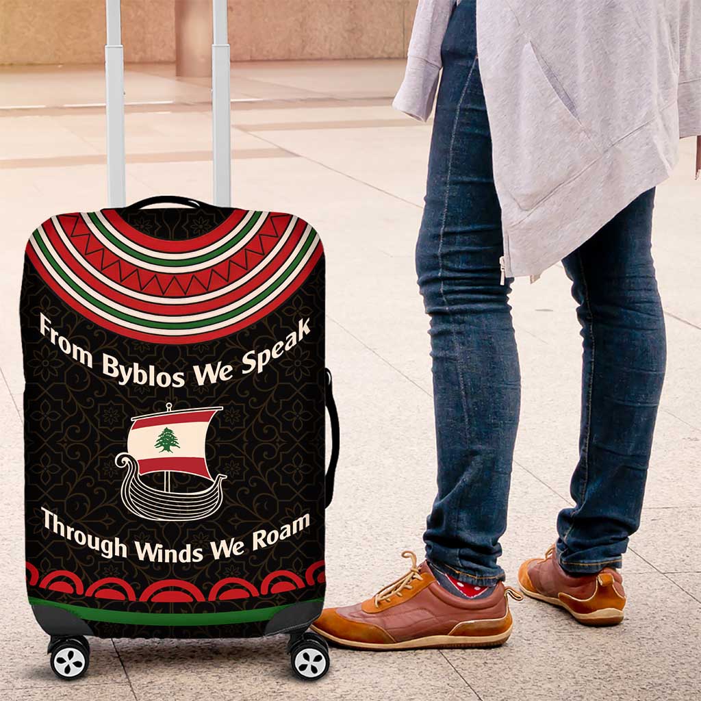 Lebanon Phoenician Ship Luggage Cover with Byblos Heritage and Cedar Sail Design TS04