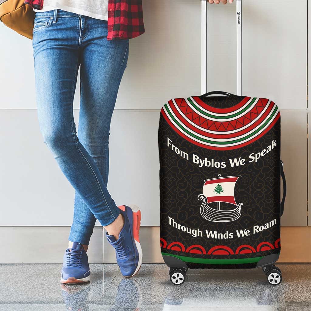 Lebanon Phoenician Ship Luggage Cover with Byblos Heritage and Cedar Sail Design TS04
