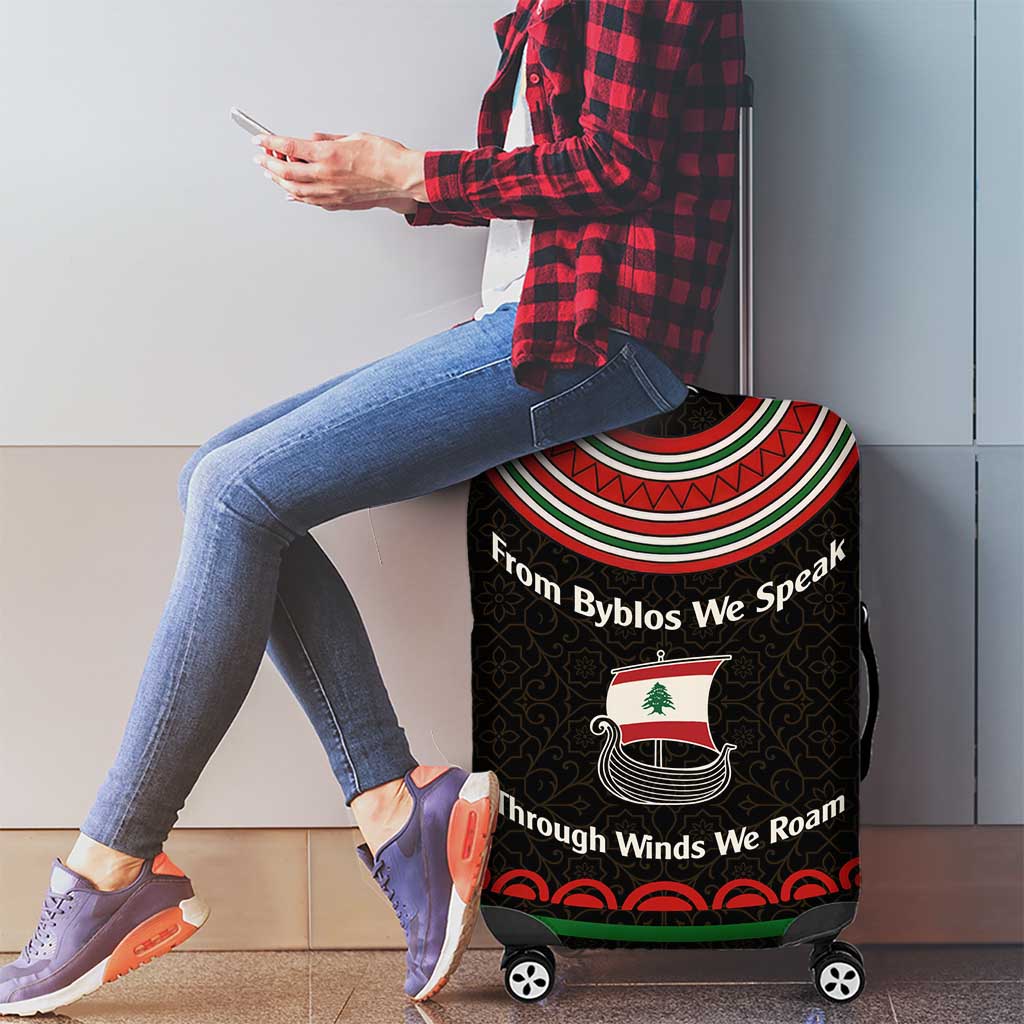 Lebanon Phoenician Ship Luggage Cover with Byblos Heritage and Cedar Sail Design TS04