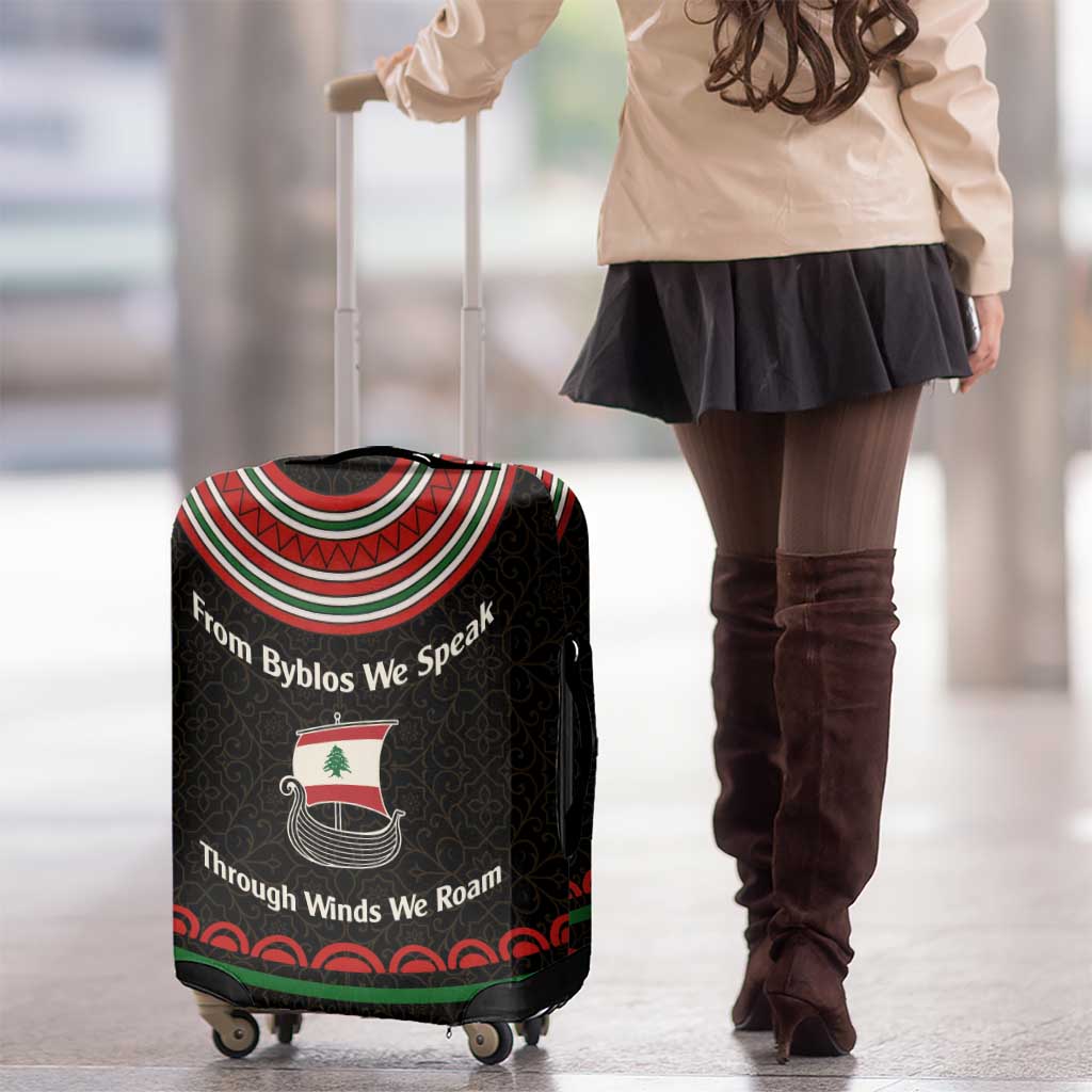 Lebanon Phoenician Ship Luggage Cover with Byblos Heritage and Cedar Sail Design TS04