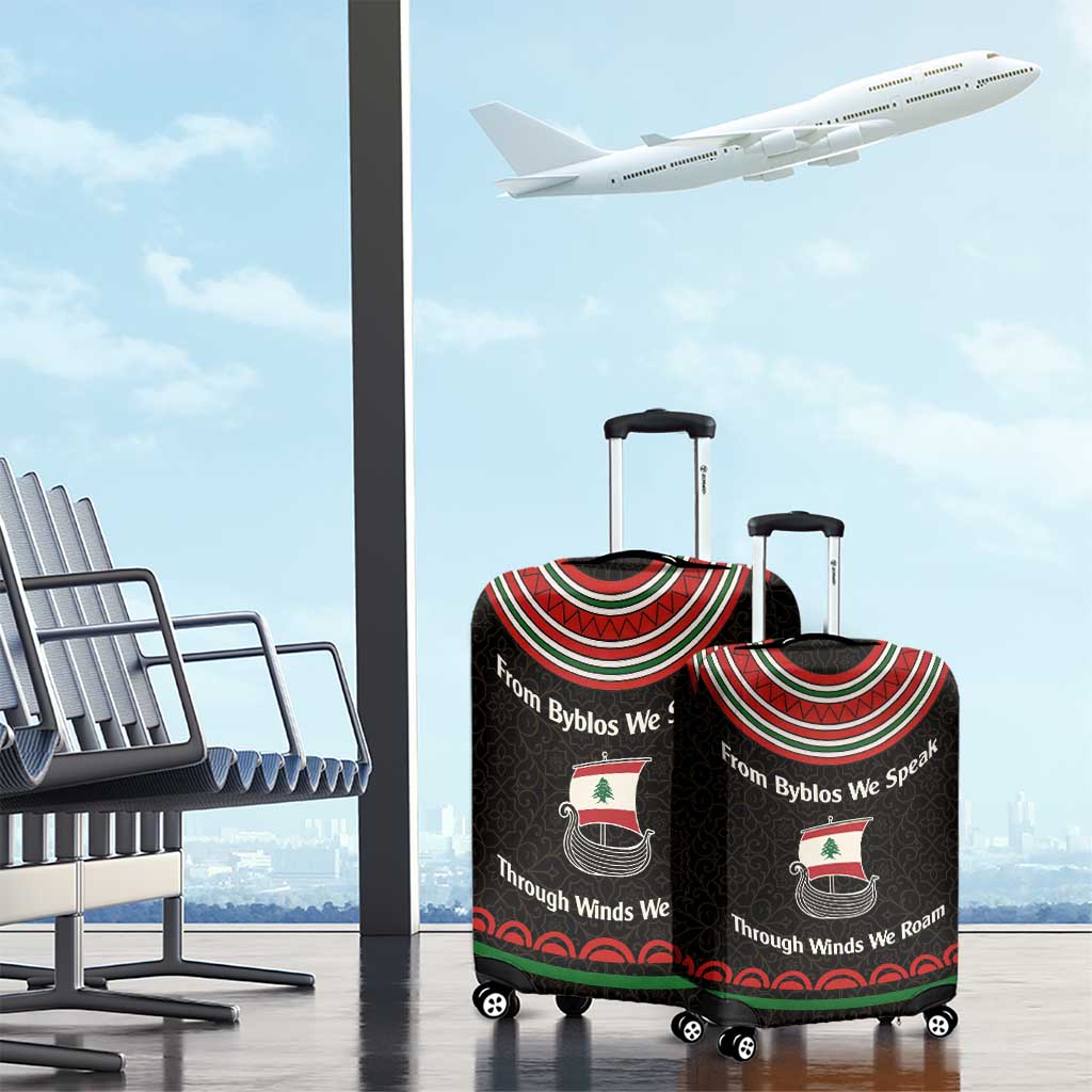 Lebanon Phoenician Ship Luggage Cover with Byblos Heritage and Cedar Sail Design TS04