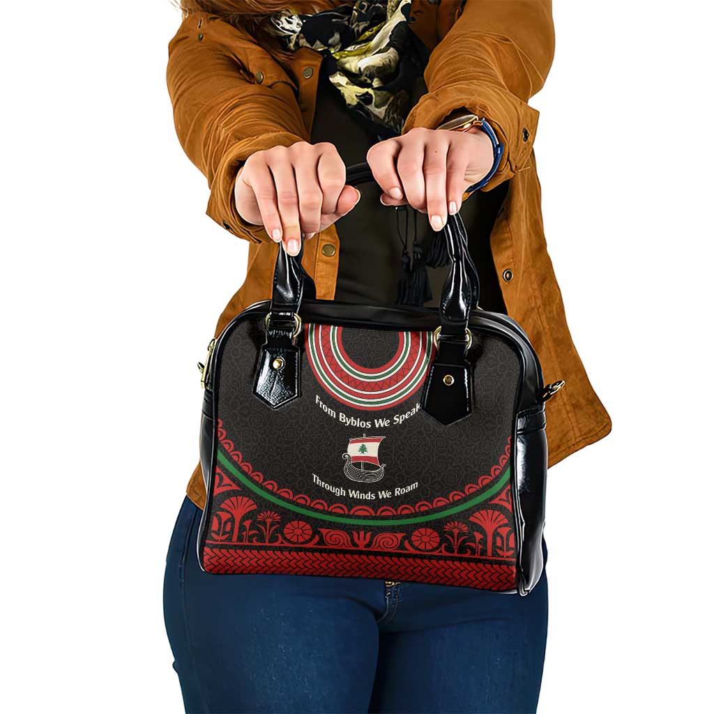 Lebanon Phoenician Ship Shoulder Handbag with Byblos Heritage and Cedar Sail Design TS04