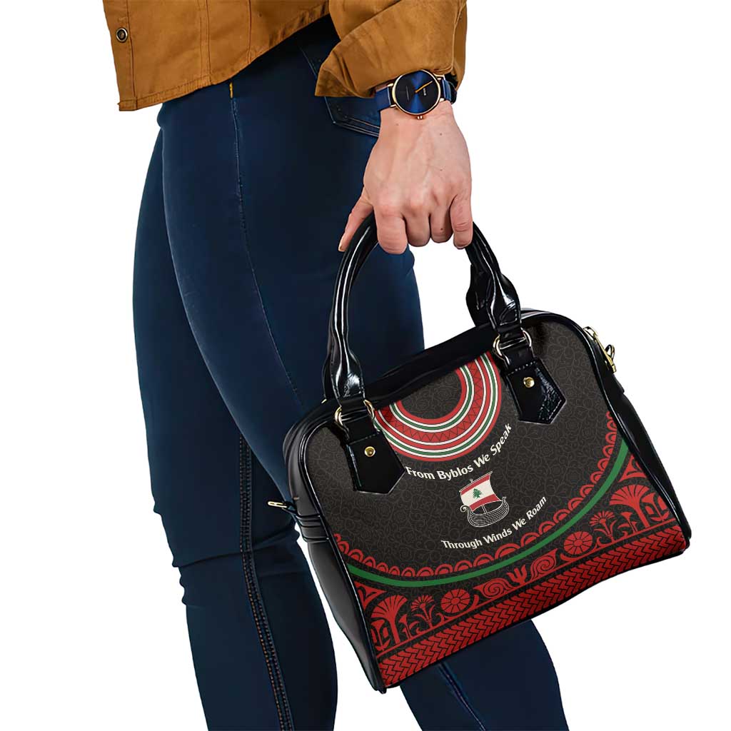 Lebanon Phoenician Ship Shoulder Handbag with Byblos Heritage and Cedar Sail Design TS04