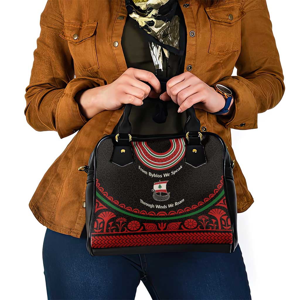 Lebanon Phoenician Ship Shoulder Handbag with Byblos Heritage and Cedar Sail Design TS04