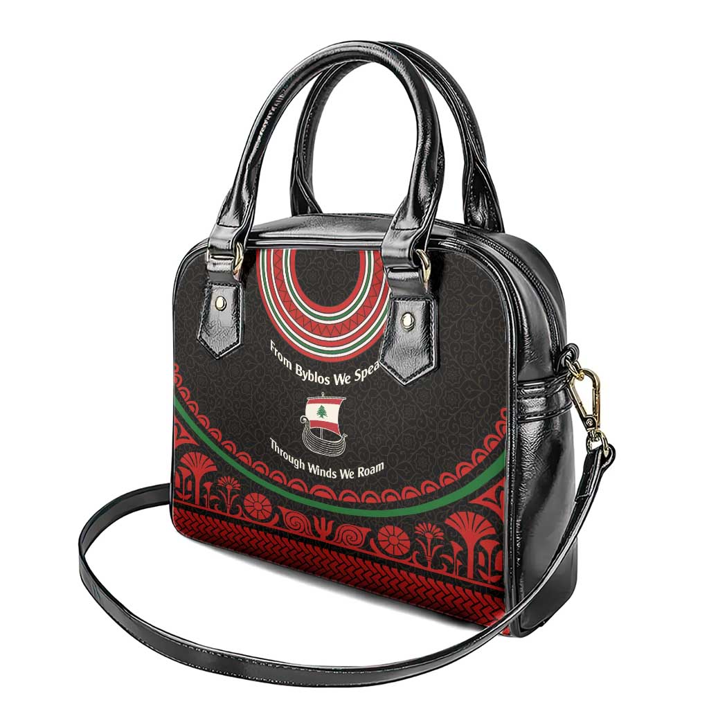 Lebanon Phoenician Ship Shoulder Handbag with Byblos Heritage and Cedar Sail Design TS04