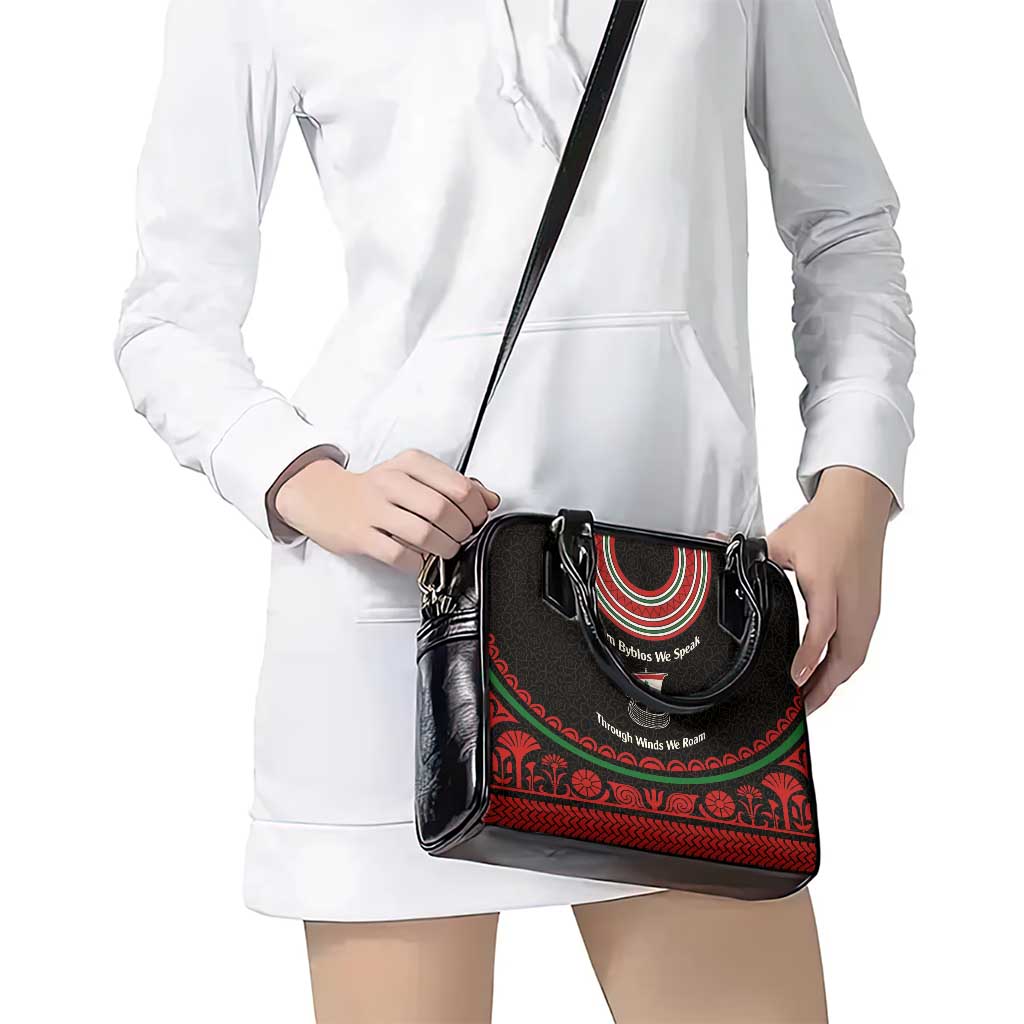 Lebanon Phoenician Ship Shoulder Handbag with Byblos Heritage and Cedar Sail Design TS04