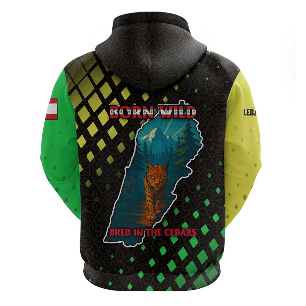 Lebanon Wild Cedar Forest Hoodie with Leopard and National Map Design TS04