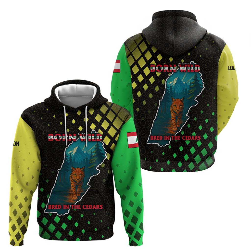 Lebanon Wild Cedar Forest Hoodie with Leopard and National Map Design TS04