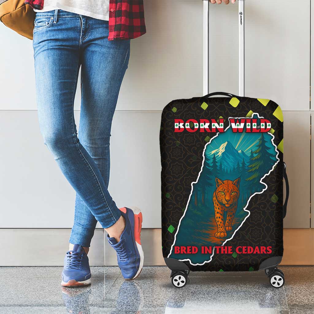 Lebanon Wild Cedar Forest Luggage Cover with Leopard and National Map Design TS04