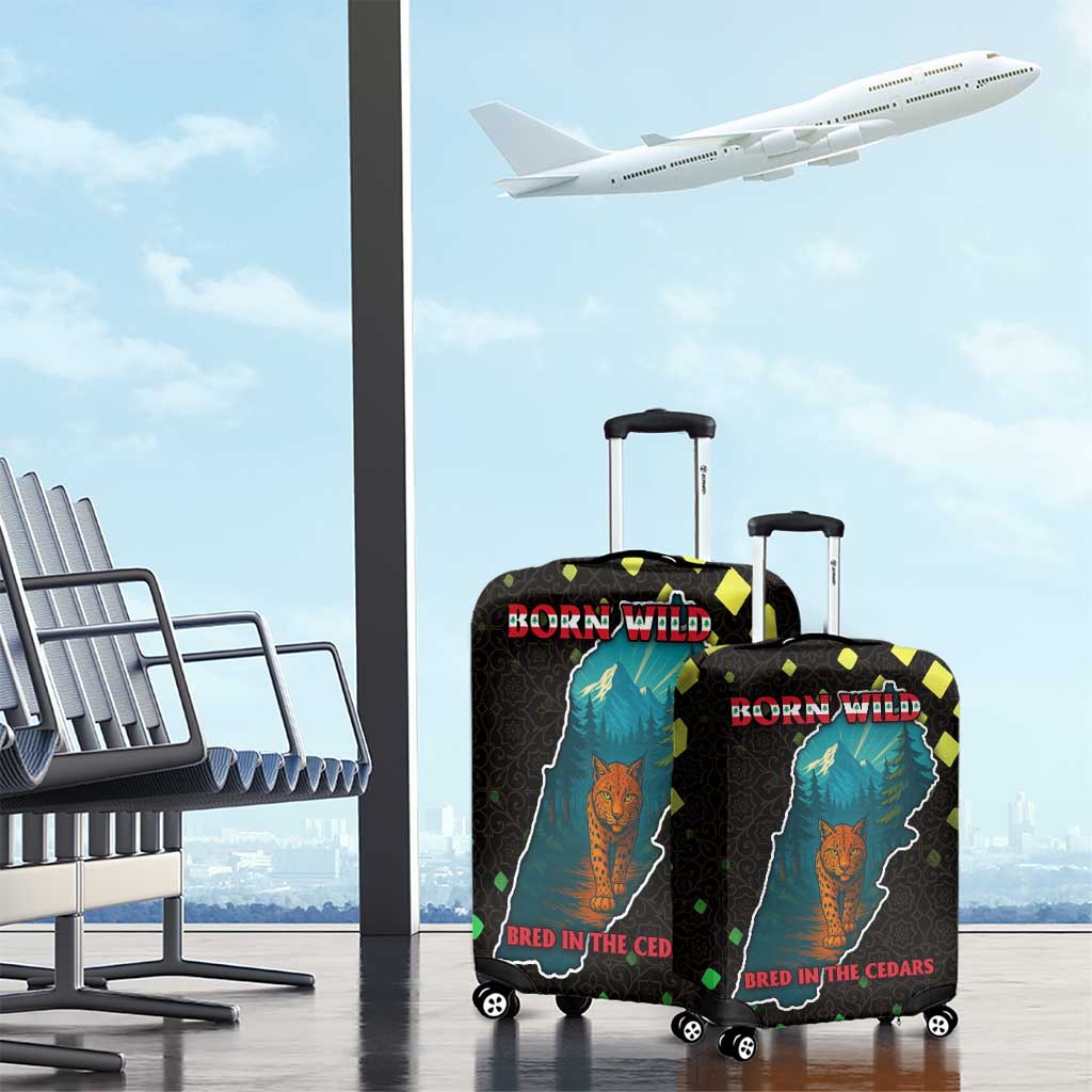 Lebanon Wild Cedar Forest Luggage Cover with Leopard and National Map Design TS04