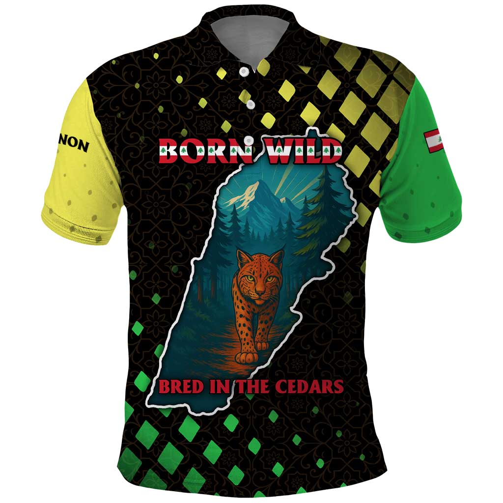 Lebanon Wild Cedar Forest Polo Shirt with Leopard and National Map Design TS04