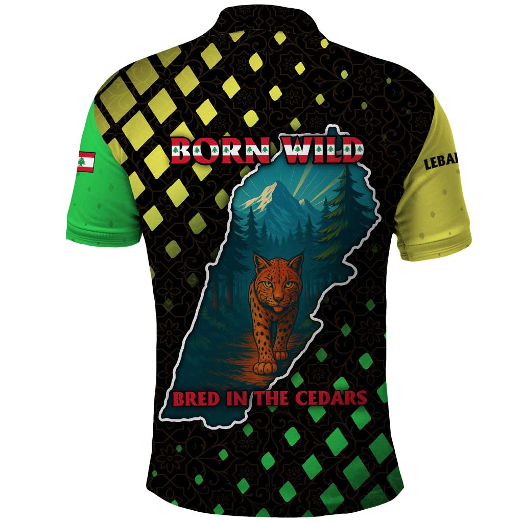 Lebanon Wild Cedar Forest Polo Shirt with Leopard and National Map Design TS04